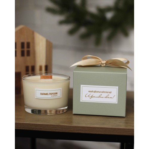 Новорічна соєва свічка з особливим написом. CARAMEL POPCORN. ТМ TEPLO всередині Новорічна соєва свічка з особливим написом. CARAMEL POPCORN. ТМ TEPLO всередині